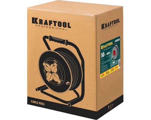 KRAFTOOL K-325, КГ, 3 х 2.5 мм2, 50 м, 4000 Вт, IP44, силовой удлинитель на стальной катушке (55086-50) KRAFTOOL K-325, КГ, 3 х 2.5 мм2, 50 м, 4000 Вт, IP44, силовой удлинитель на стальной катушке (55086-50)