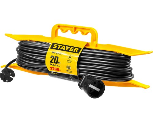 STAYER MF-207, ПВС, 2 x 0.75 мм2, 20 м, 2200 Вт, силовой удлинитель-шнур на рамке (55018-20) STAYER MF-207, ПВС, 2 x 0.75 мм2, 20 м, 2200 Вт, силовой удлинитель-шнур на рамке (55018-20)