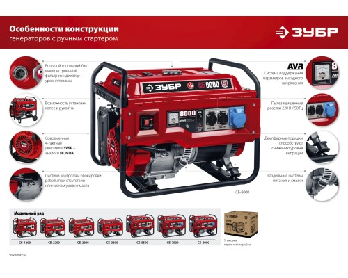 ЗУБР 1200 Вт, бензиновый генератор (СБ-1200)