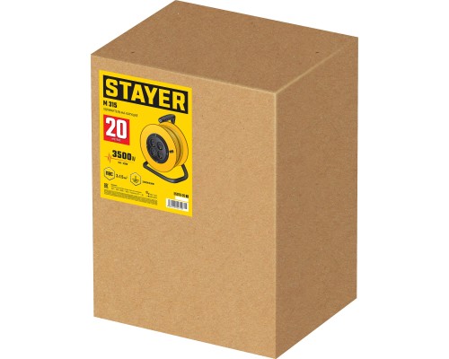 STAYER M-315, ПВС, 3 x 1.5 мм2, 20 м, 3500 Вт, силовой удлинитель на катушке (55078-20) STAYER M-315, ПВС, 3 x 1.5 мм2, 20 м, 3500 Вт, силовой удлинитель на катушке (55078-20)
