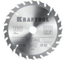 KRAFTOOL Optima, 160 х 20 мм, 24Т, пильный диск по дереву (36951-160-20)