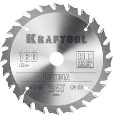 KRAFTOOL Optima, 160 х 20 мм, 24Т, пильный диск по дереву (36951-160-20)