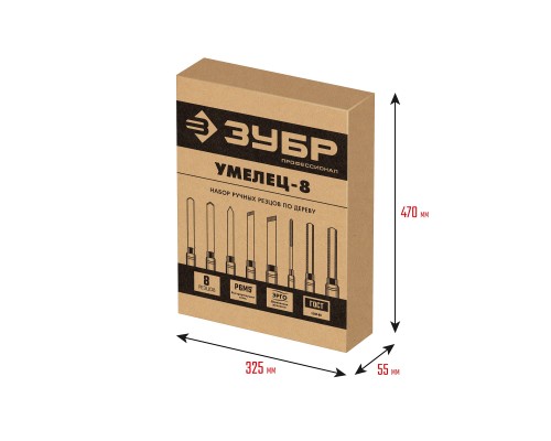 ЗУБР УМЕЛЕЦ-8, 8 шт, Р6М5, набор ручных резцов по дереву, Профессионал (18374)