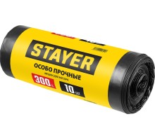 STAYER HEAVY DUTY, 300 л, 10 шт, черные, особопрочные, строительные мусорные мешки (39157-300)