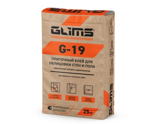 Клей Glims G-19 для плитки серый 25кг