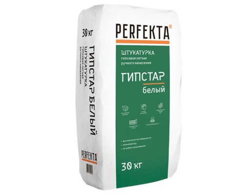 Штукатурка гипсовая Perfekta Гипстар Белая белый 30кг