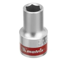 Головка торцевая, 10 мм, шестигранная, CrV, под квадрат 1/2, хромированная Matrix